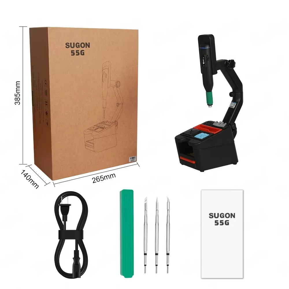 Estación de soldadura inalámbrica portátil Sugon 55G 2026 para retrabajo SMD, tipo C210, con cargador Tipo-C de 15W, 100~450 grados centígrados.